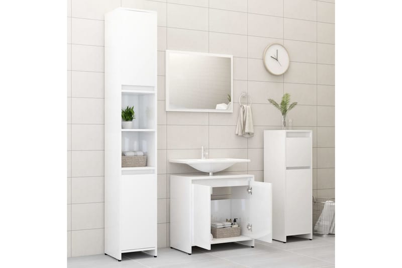 Badrumsskåp vit högglans 60x33x61 cm spånskiva - Vit - Hus & renovering - Kök & bad - Badrum - Badrumsmöbler & badrumsinredning - Väggskåp & högskåp