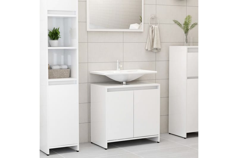Badrumsskåp vit högglans 60x33x61 cm spånskiva - Vit - Hus & renovering - Kök & bad - Badrum - Badrumsmöbler & badrumsinredning - Väggskåp & högskåp