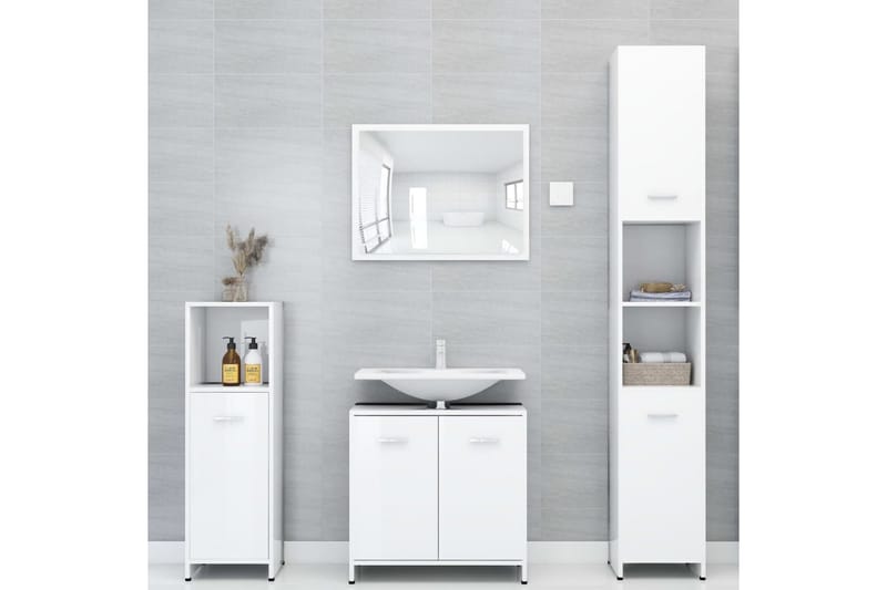 Badrumsskåp vit högglans 60x33x61 cm spånskiva - Vit - Hus & renovering - Kök & bad - Badrum - Badrumsmöbler & badrumsinredning - Väggskåp & högskåp