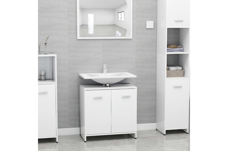 Badrumsskåp vit högglans 60x33x61 cm spånskiva - Vit - Hus & renovering - Kök & bad - Badrum - Badrumsmöbler & badrumsinredning - Väggskåp & högskåp