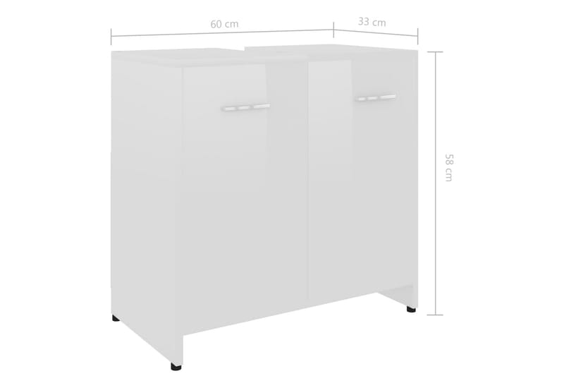 Badrumsskåp vit högglans 60x33x61 cm spånskiva - Vit - Hus & renovering - Kök & bad - Badrum - Badrumsmöbler & badrumsinredning - Väggskåp & högskåp