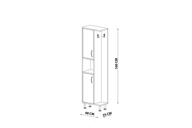 Grand Högskåp Badrum 48x160 cm Vit - Hanah Home - Hus & renovering - Kök & bad - Badrum - Badrumsmöbler & badrumsinredning - Väggskåp & högskåp