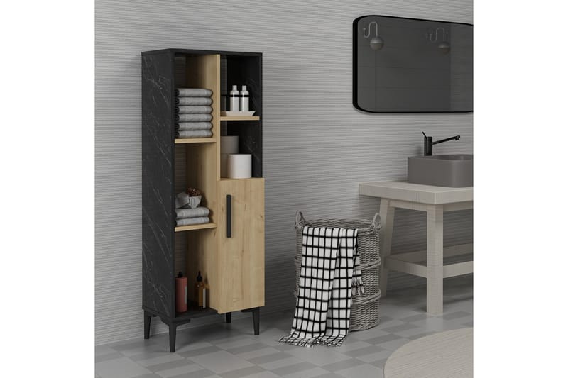 Midwolda Badrumsskåp 39x50 cm - Ljus Natur/Svart - Hus & renovering - Kök & bad - Badrum - Badrumsmöbler & badrumsinredning - Väggskåp & högskåp