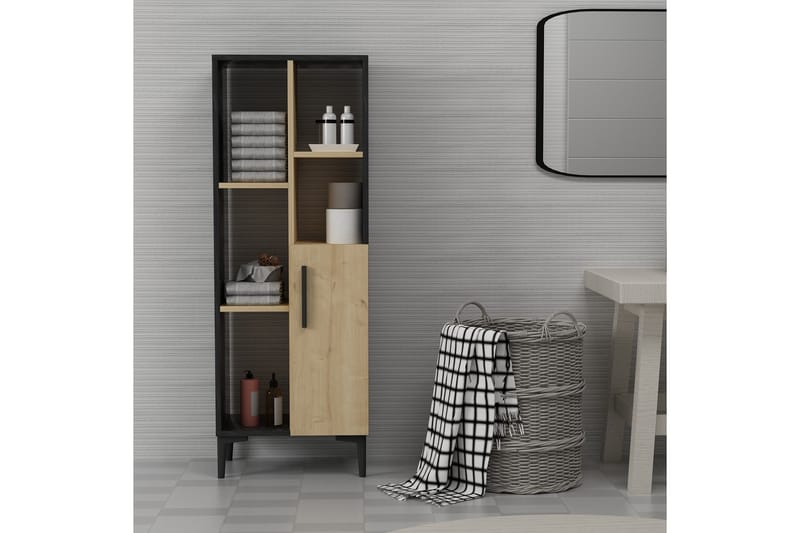 Midwolda Badrumsskåp 39x50 cm - Ljus Natur/Svart - Hus & renovering - Kök & bad - Badrum - Badrumsmöbler & badrumsinredning - Väggskåp & högskåp