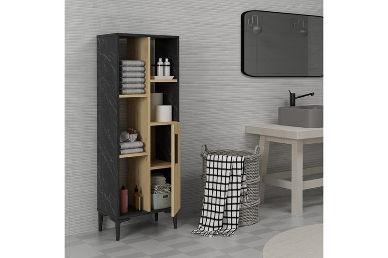 Midwolda Badrumsskåp 39x50 cm - Ljus Natur/Svart - Hus & renovering - Kök & bad - Badrum - Badrumsmöbler & badrumsinredning - Väggskåp & högskåp