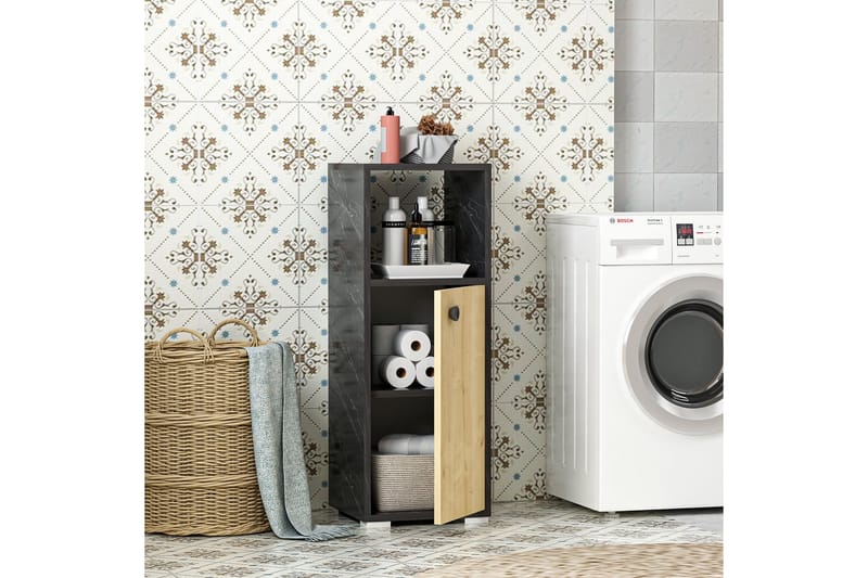 Osmanbay Badrumsskåp 35x35 cm - Svart/Ljus Natur - Hus & renovering - Kök & bad - Badrum - Badrumsmöbler & badrumsinredning - Väggskåp & högskåp
