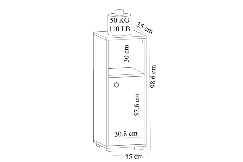 Osmanbay Badrumsskåp 35x35 cm - Vit - Badrumsskåp - Tvättskåp - Väggskåp & högskåp