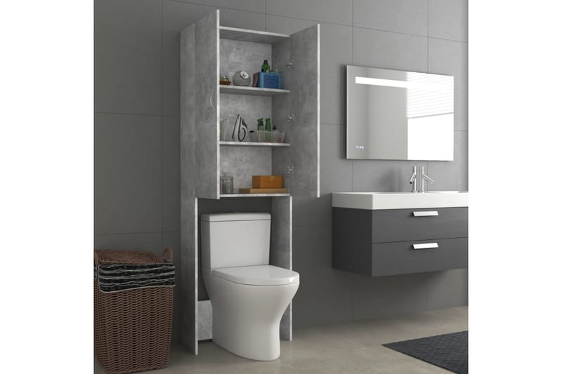 Tvättmaskinsskåp betonggrå 64x25,5x190 cm - Grå - Hus & renovering - Kök & bad - Badrum - Badrumsmöbler & badrumsinredning - Väggskåp & högskåp