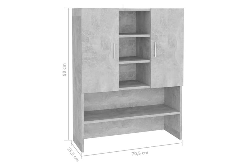 Tvättmaskinsskåp betonggrå 70,5x25,5x90 cm - Grå - Tvättskåp - Väggskåp & högskåp - Badrumsskåp
