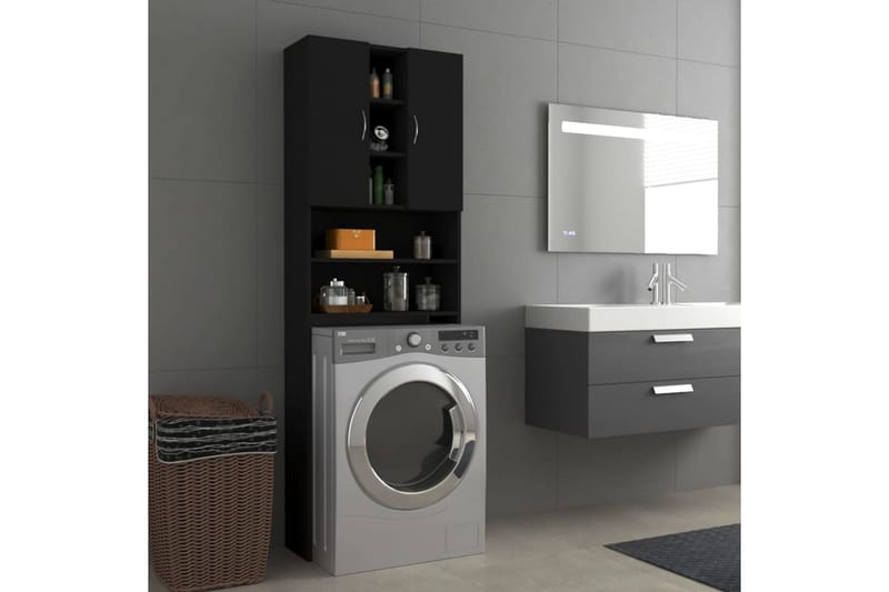 Tvättmaskinsskåp svart 64x25,5x190 cm - Hus & renovering - Kök & bad - Badrum - Badrumsmöbler & badrumsinredning - Väggskåp & högskåp