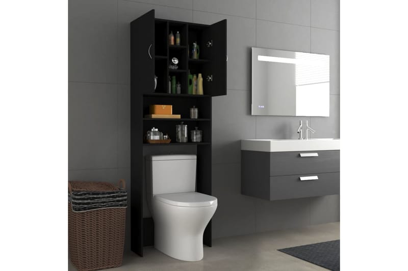 Tvättmaskinsskåp svart 64x25,5x190 cm - Hus & renovering - Kök & bad - Badrum - Badrumsmöbler & badrumsinredning - Väggskåp & högskåp
