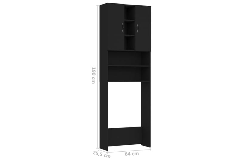 Tvättmaskinsskåp svart 64x25,5x190 cm - Hus & renovering - Kök & bad - Badrum - Badrumsmöbler & badrumsinredning - Väggskåp & högskåp