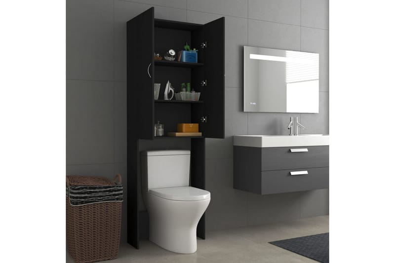 Tvättmaskinsskåp svart 64x25,5x190 cm - Hus & renovering - Kök & bad - Badrum - Badrumsmöbler & badrumsinredning - Väggskåp & högskåp