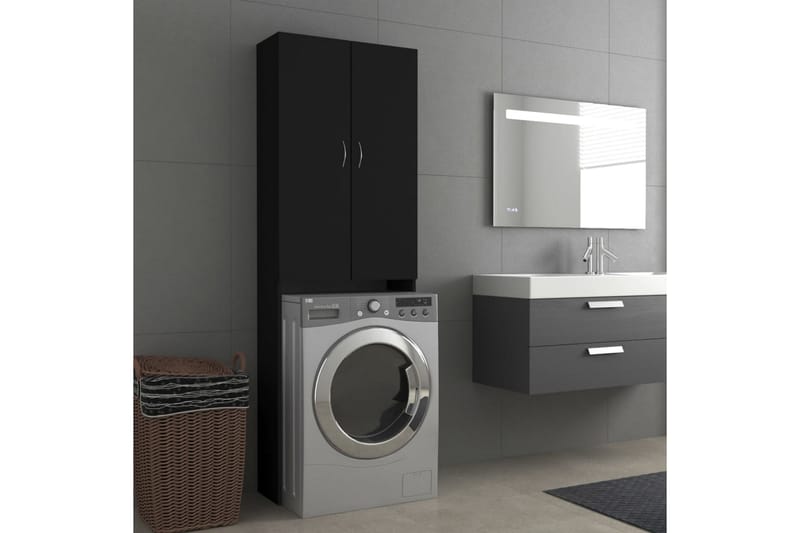 Tvättmaskinsskåp svart 64x25,5x190 cm - Hus & renovering - Kök & bad - Badrum - Badrumsmöbler & badrumsinredning - Väggskåp & högskåp