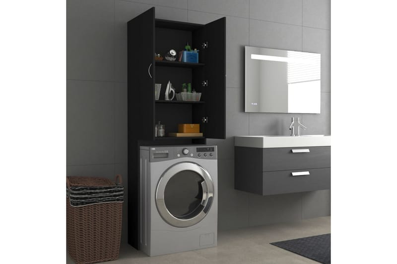 Tvättmaskinsskåp svart 64x25,5x190 cm - Hus & renovering - Kök & bad - Badrum - Badrumsmöbler & badrumsinredning - Väggskåp & högskåp