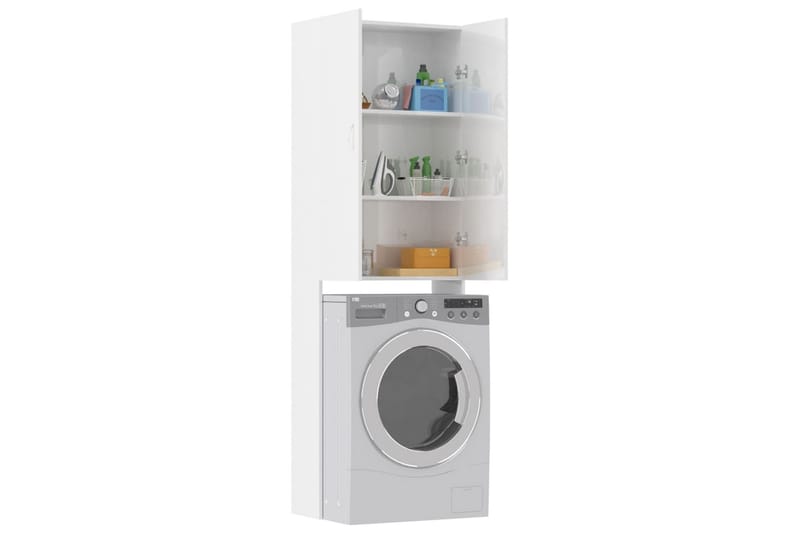 Tvättmaskinsskåp vit högglans 64x25,5x190 cm - Hus & renovering - Kök & bad - Badrum - Badrumsmöbler & badrumsinredning - Väggskåp & högskåp