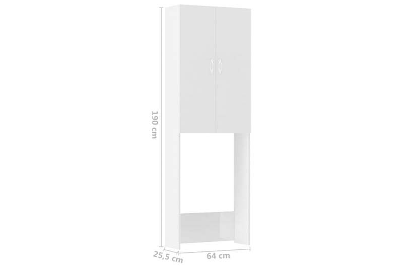 Tvättmaskinsskåp vit högglans 64x25,5x190 cm - Hus & renovering - Kök & bad - Badrum - Badrumsmöbler & badrumsinredning - Väggskåp & högskåp