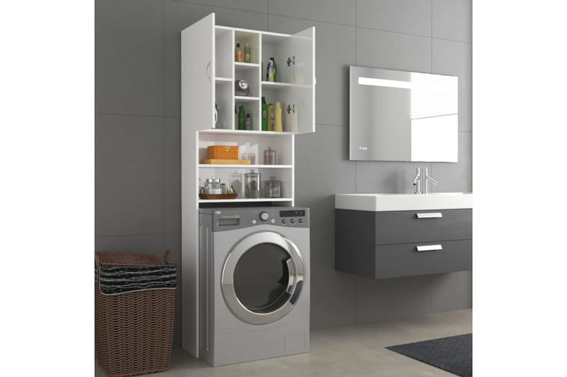 Tvättmaskinsskåp vit högglans 64x25,5x190 cm - Hus & renovering - Kök & bad - Badrum - Badrumsmöbler & badrumsinredning - Väggskåp & högskåp