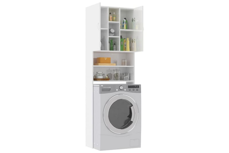 Tvättmaskinsskåp vit högglans 64x25,5x190 cm - Hus & renovering - Kök & bad - Badrum - Badrumsmöbler & badrumsinredning - Väggskåp & högskåp