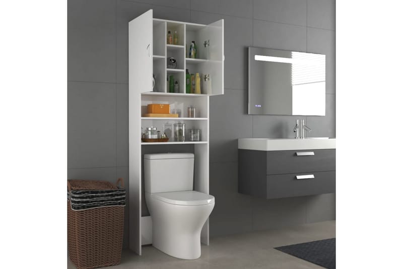 Tvättmaskinsskåp vit högglans 64x25,5x190 cm - Hus & renovering - Kök & bad - Badrum - Badrumsmöbler & badrumsinredning - Väggskåp & högskåp