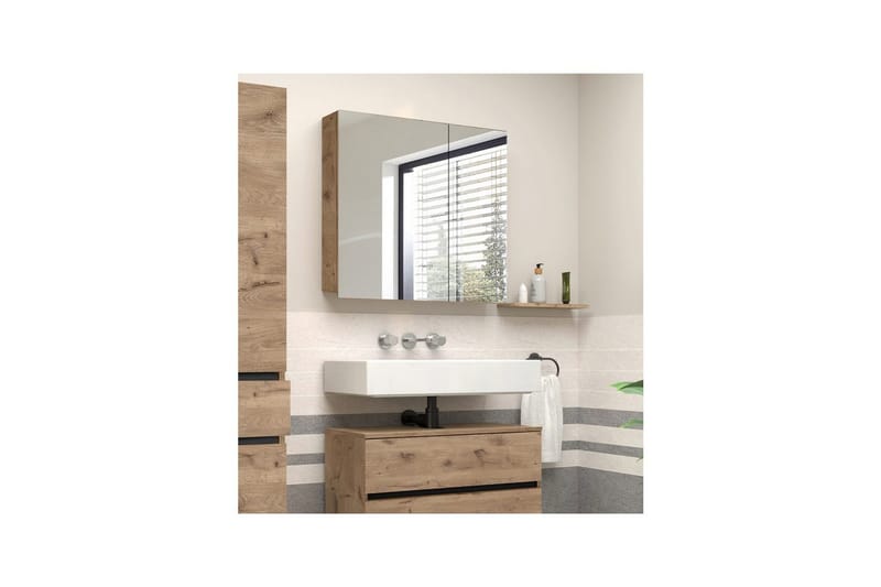 Väggskåp med spegel Loft24 Wisla Väggskåp med Spegel 80x70 cm - Hus & renovering - Kök & bad - Badrum - Badrumsmöbler & badrumsinredning - Spegelskåp badrum