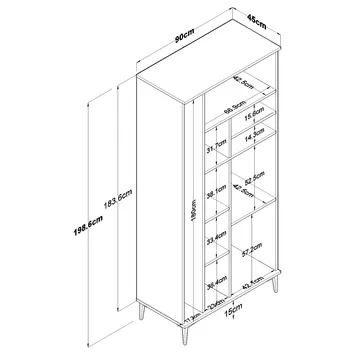 Vestor Badrumsskåp 90x198,6x45 cm - Vit - Hus & renovering - Kök & bad - Badrum - Badrumsmöbler & badrumsinredning - Badrumsskåp
