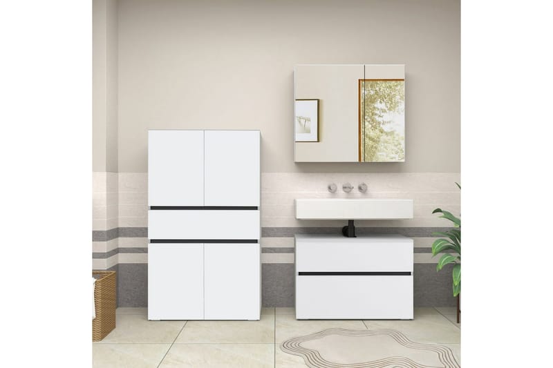 Wisla Högskåp till Badrum 130x76x35 cm - Vit - Hus & renovering - Kök & bad - Badrum - Badrumsmöbler & badrumsinredning - Badrumsskåp