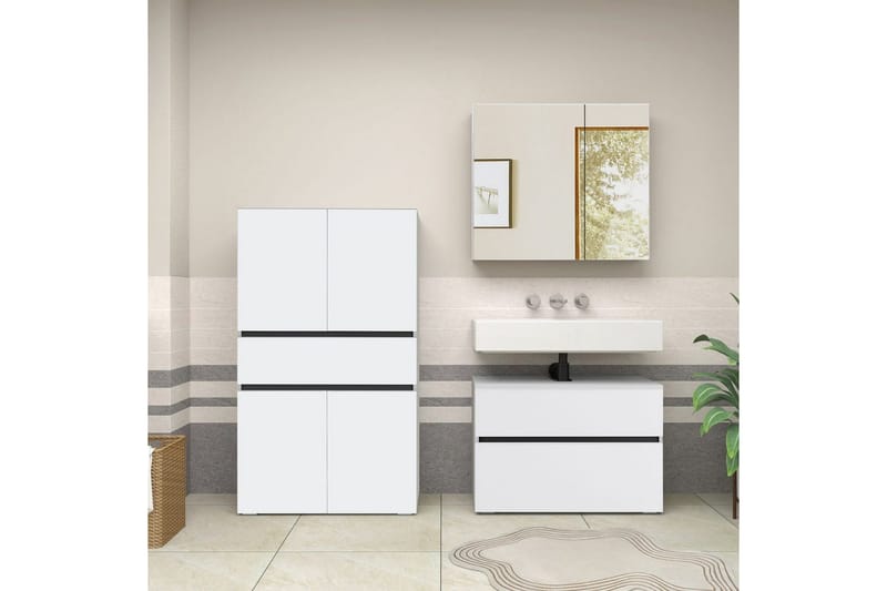Wisla Högskåp till Badrum 130x76x35 cm - Vit - Hus & renovering - Kök & bad - Badrum - Badrumsmöbler & badrumsinredning - Badrumsskåp