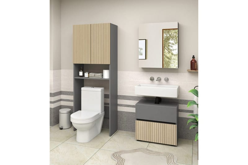 Wisla Högskåp till Badrum 180x68x37 cm - Natur - Hus & renovering - Kök & bad - Badrum - Badrumsmöbler & badrumsinredning - Badrumsskåp