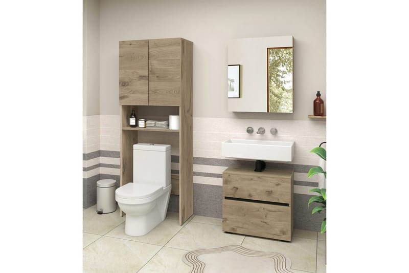 Wisla Högskåp till Badrum 180x68x37 cm - Natur - Hus & renovering - Kök & bad - Badrum - Badrumsmöbler & badrumsinredning - Badrumsskåp