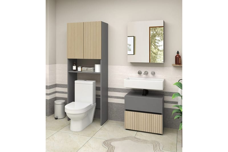 Wisla Högskåp till Badrum 180x68x37 cm - Natur - Hus & renovering - Kök & bad - Badrum - Badrumsmöbler & badrumsinredning - Badrumsskåp