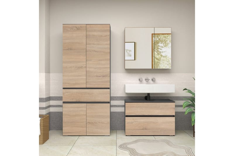 Wisla Högskåp till Badrum 180x76x37 cm - Natur - Hus & renovering - Kök & bad - Badrum - Badrumsmöbler & badrumsinredning - Badrumsskåp