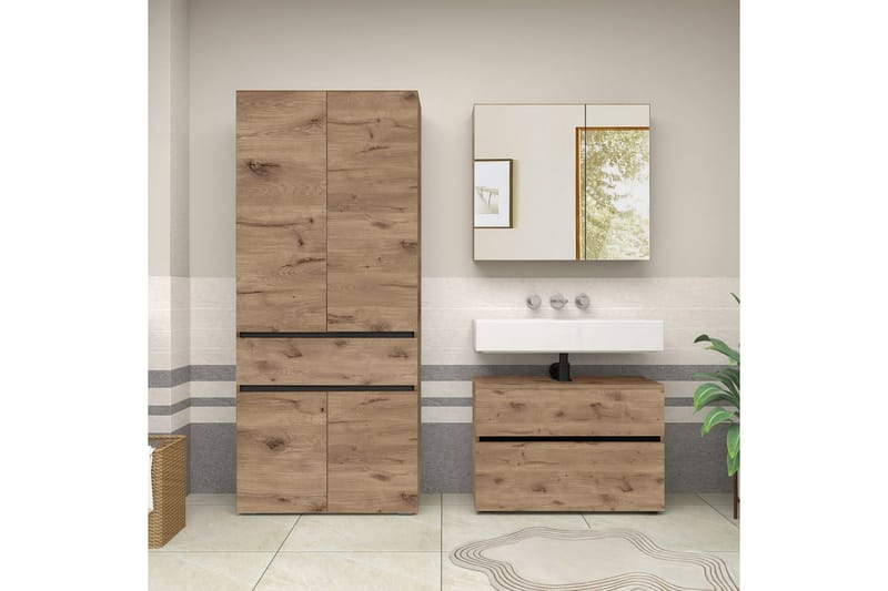 Wisla Högskåp till Badrum 180x76x37 cm - Natur - Hus & renovering - Kök & bad - Badrum - Badrumsmöbler & badrumsinredning - Badrumsskåp