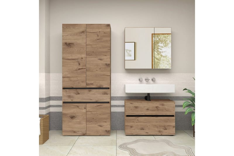 Wisla Högskåp till Badrum 180x76x37 cm - Natur - Hus & renovering - Kök & bad - Badrum - Badrumsmöbler & badrumsinredning - Badrumsskåp