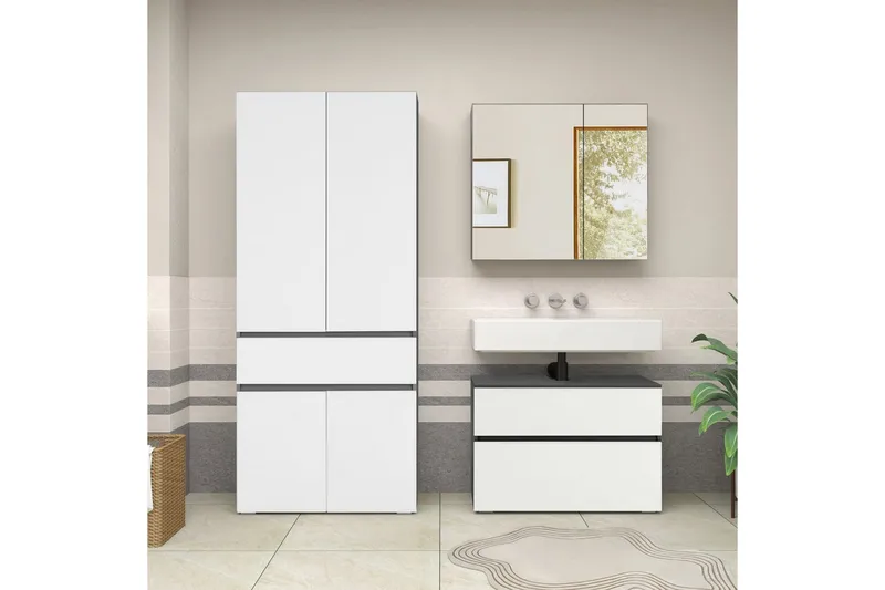 Wisla Högskåp till Badrum 180x76x37 cm - Vit - Hus & renovering - Kök & bad - Badrum - Badrumsmöbler & badrumsinredning - Badrumsskåp