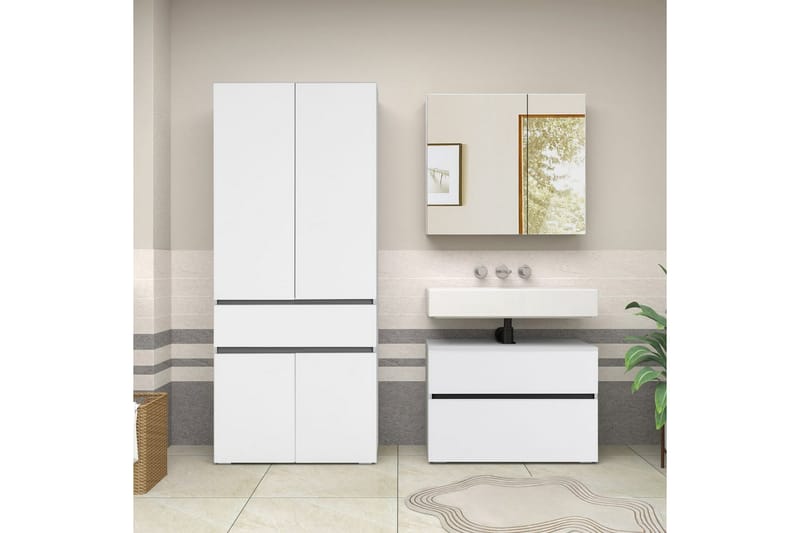 Wisla Högskåp till Badrum 180x76x37 cm - Vit - Hus & renovering - Kök & bad - Badrum - Badrumsmöbler & badrumsinredning - Badrumsskåp