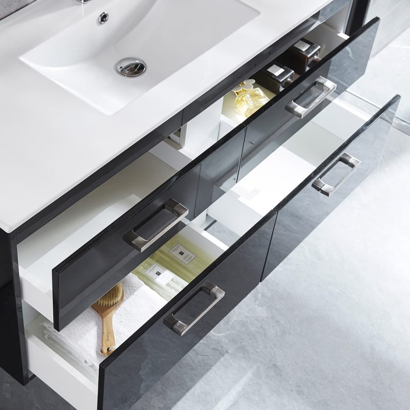 Badrumspaket | Kommod 120cm | Högskåp & LED-spegel | Svart - Hus & renovering - Kök & bad - Badrum - Badrumsmöbler & badrumsinredning - Kompletta möbelpaket badrum