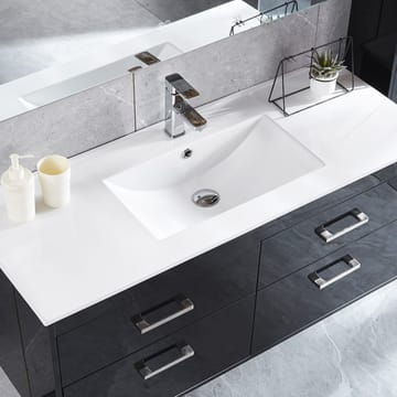 Badrumspaket | Kommod 120cm | Högskåp & LED-spegel | Svart - Hus & renovering - Kök & bad - Badrum - Badrumsmöbler & badrumsinredning - Kompletta möbelpaket badrum