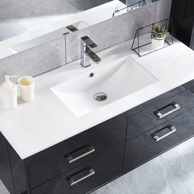Badrumspaket | Kommod 120cm | Högskåp & LED-spegel | Svart - Hus & renovering - Kök & bad - Badrum - Badrumsmöbler & badrumsinredning - Kompletta möbelpaket badrum