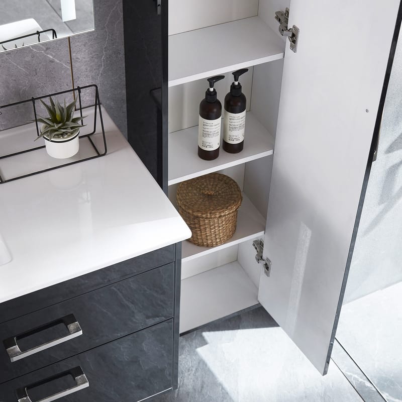 Badrumspaket | Kommod 120cm | Högskåp & LED-spegel | Svart - Hus & renovering - Kök & bad - Badrum - Badrumsmöbler & badrumsinredning - Kompletta möbelpaket badrum