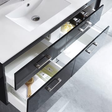 Badrumspaket | Kommod 120cm | Högskåp & LED-spegel | Svart - Hus & renovering - Kök & bad - Badrum - Badrumsmöbler & badrumsinredning - Kompletta möbelpaket badrum