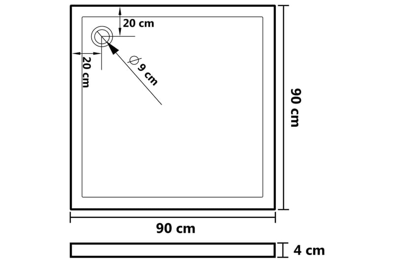 Duschkar fyrkantigt ABS svart 90x90 cm - Svart - Hus & renovering - Kök & bad - Badrum - Duscharmatur & dusch tillbehör