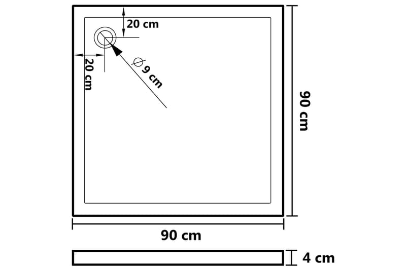 Duschkar fyrkantigt ABS svart 90x90 cm - Svart - Duschkar - Övrigt badrumstillbehör
