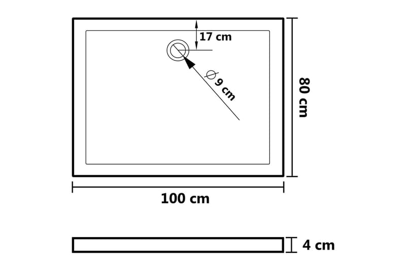 Duschkar med prickar vit 80x100x4 cm ABS - Vit - Duschkar - Övrigt badrumstillbehör