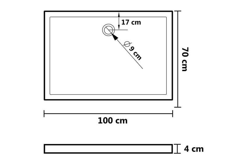 Duschkar med prickar vit 70x100x4 cm ABS - Vit - Duschkar - Övrigt badrumstillbehör