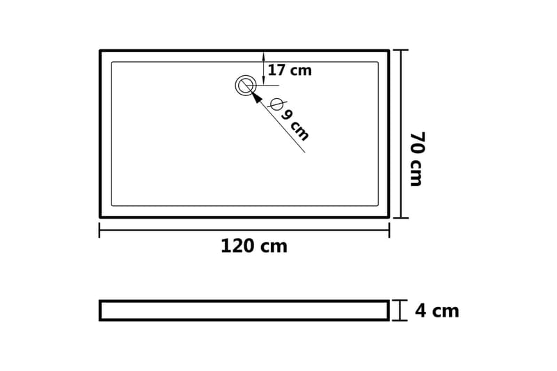 Duschkar rektangulärt ABS vit 70x120 cm - Vit - Duschkar - Övrigt badrumstillbehör