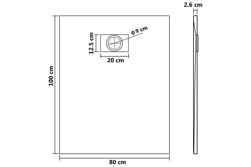Duschkar SMC grå 100x80 cm - Grå - Hus & renovering - Kök & bad - Badrum - Duscharmatur & dusch tillbehör