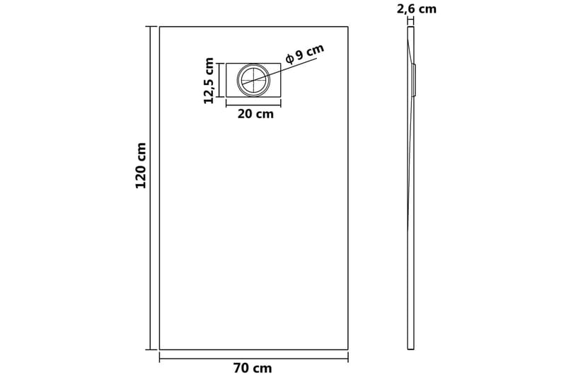 Duschkar SMC grå 120x70 cm - Grå - Hus & renovering - Kök & bad - Badrum - Duscharmatur & dusch tillbehör