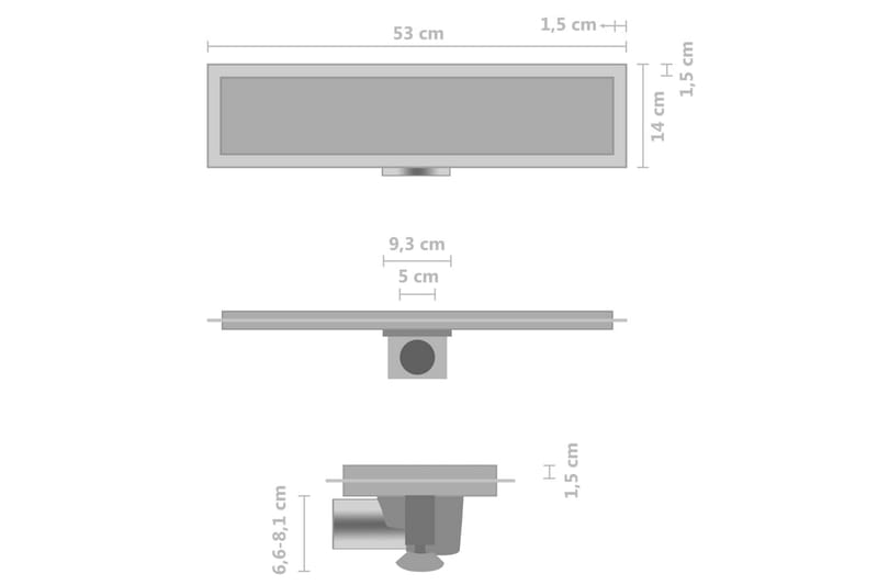 Golvbrunn med 2-i-1 kakelinlägg 53x14 cm rostfritt stål - Avlopp & golvbrunnar - Inomhusavlopp