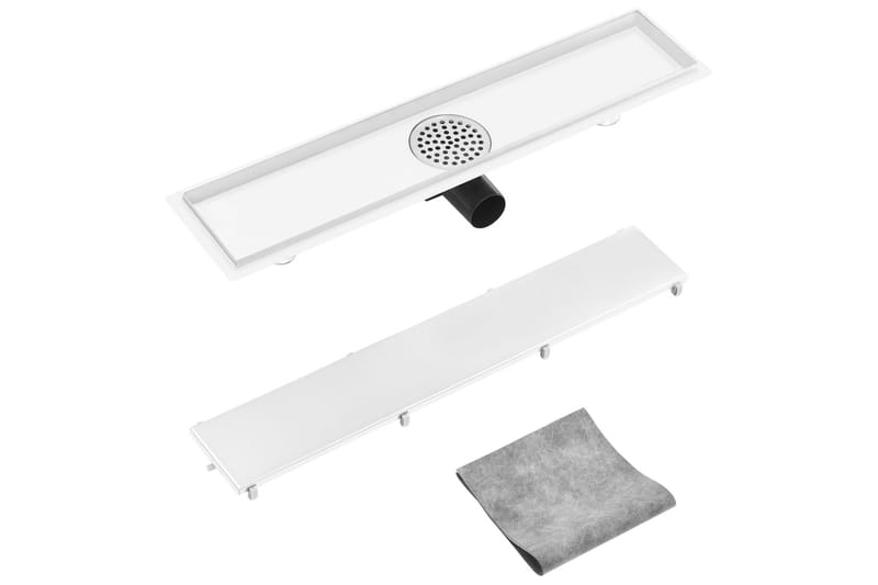 Golvbrunn med 2-i-1 kakelinlägg 63x14 cm rostfritt stål - Hus & renovering - Bygg - Vatten & avlopp - Inomhusavlopp